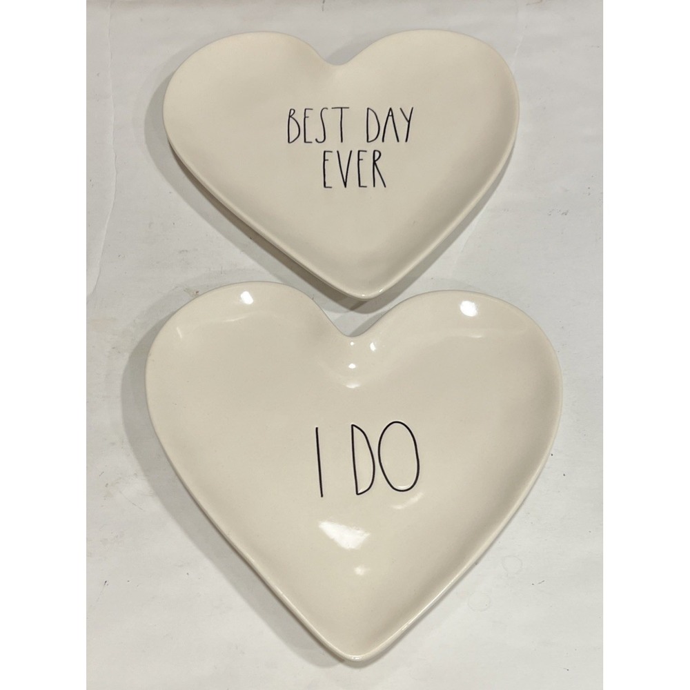 2‎ Pc. Set RAE DUNN Heart Shaped Plates I Do/Best Day Ever Bridal Gift New